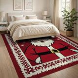 ODIKA Festive Santa Claus Christmas Washable Area Rug, Non-Slip Low Pile Holiday Home Decor