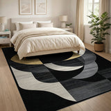 Gold and Silver Gold Geometric Abstract Area Rug