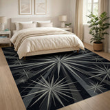 Geometric Modern Grey Starburst Geometric Area Rug