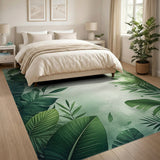 Lush Green Monstera Leaf Boho Area Rug