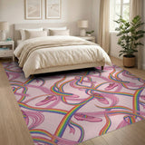 Rainbow Ballet Shoes Pink Washable Area Rug