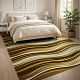 Wavy Brown Tan Abstract Abstract Area Area Rug