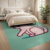 Cute Pink Cartoon Cat Area Rug