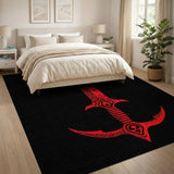 Fiery Red Tribal Sword Area Rug