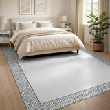 Grey Geometric Lattice Border Rug
