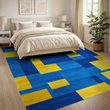 Multi-color and Patterns Bold Blue Yellow Geometric Area Rug