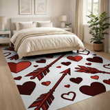 Playful Red Hearts Arrows Area Rug