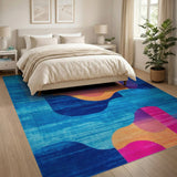 Vibrant Teal Pink Geometric Modern Area Rug