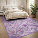 Purple Floral Vine Scroll Area Rug