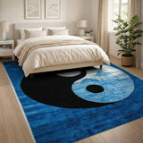 Zen Yin-Yang Pagoda Blue Area Rug