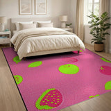 Playful Pink Strawberry Fruit Area Rug