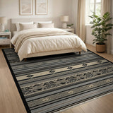 Black White Geometric Tribal Kilim Rug