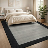 Modern Dotted Beige Area Rug with Black Border
