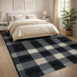 Black and White Black White Buffalo Check Area Rug