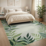 Lush Green Leaf Border Area Rug