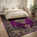 Purple Distressed Vintage Medallion Area Rug