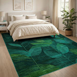 Emerald Green Abstract Leaf Area Rug