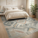 Cream Beige Southwestern Geometric Area Rug