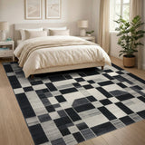Black White Geometric Grid No. 26 Area Rug