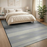 Striped Grey Striped Woven Area Rug