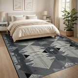 Grey Geometric Diamond Southwestern Rug