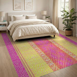 Vibrant Pink Yellow Geometric Lattice Area Rug