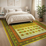 Traditional Persian Multi-color and Patterns Vibrant Yellow Persian Floral Area Rug