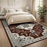 Traditional Persian Ornate Brown Medallion Persian Area Rug