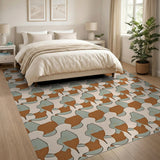 Teal and Terracotta Abstract Geometric Area Rug