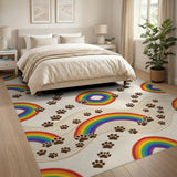 Rainbow Paw Print Kids Multi-color and Patterns Area Rug