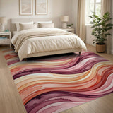 Wavy Sunset Orange Abstract Area Rug