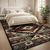 Bold Red Diamond Southwestern Geometric Rug