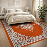 Ornate Orange Persian Medallion Area Rug