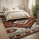 Southwestern Red Diamond Geometric Area Rug