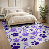 Purple Paw Print Whimsical Area Rug