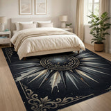 Ornate Gold Sunburst Distressed Area Rug