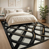 Distressed Woven Lattice Area Rug