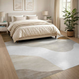Abstract Area Brown Tan Abstract Wave Area Rug