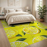 Fruit Pattern Zesty Lemon Slices Yellow Area Rug