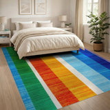 Vibrant Multi-Color Vertical Stripe Geometric Area Rug