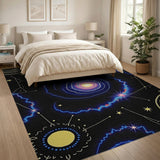 ODIKA Celestial Galaxy Washable Area Rug - Low Pile Non-Slip Modern Cosmic Carpet