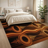 Orange Retro Wave Area Rug