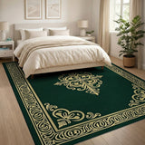 Ornate Gold on Emerald Green Persian Rug