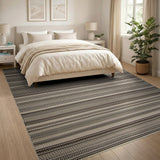 Rustic Farmhouse Brown Tan Striped Woven Area Rug