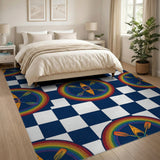 Rainbow Kayak Checkered Area Rug