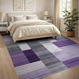 Geometric Modern Purple Gray Geometric Block Area Rug