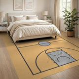 Orange Basketball Court Line Art Area Rug