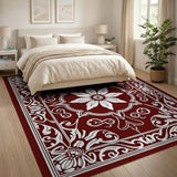 Intricate Red Persian Floral Area Rug