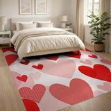 Overlapping Red Hearts Area Rug