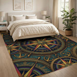 Rainbow Nautical Compass Area Rug